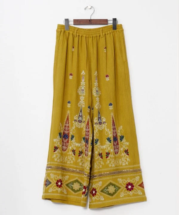 Pantalon droit brodé