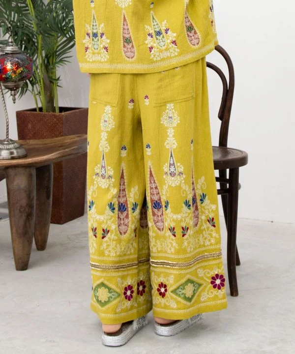 Pantalon droit brodé