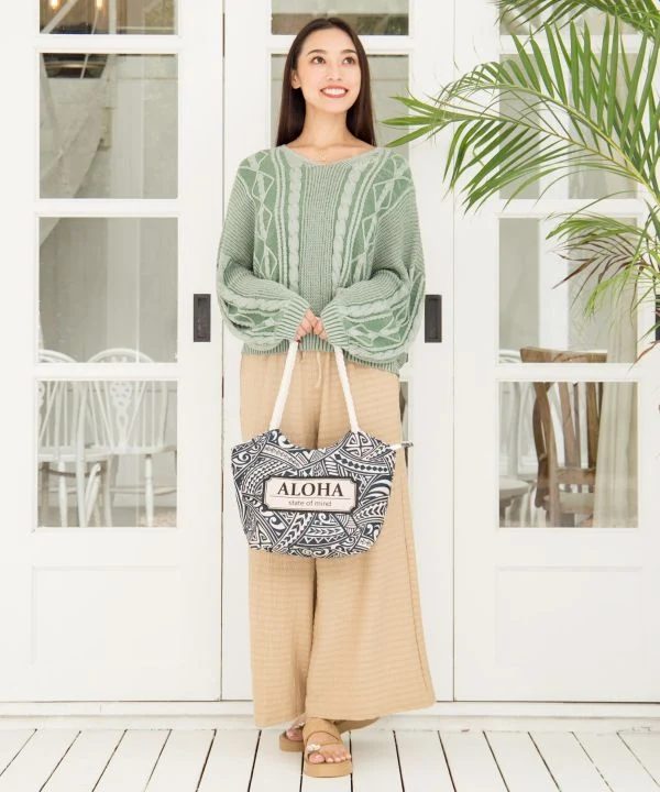 Pantalon en maille stretch évasée décontractée