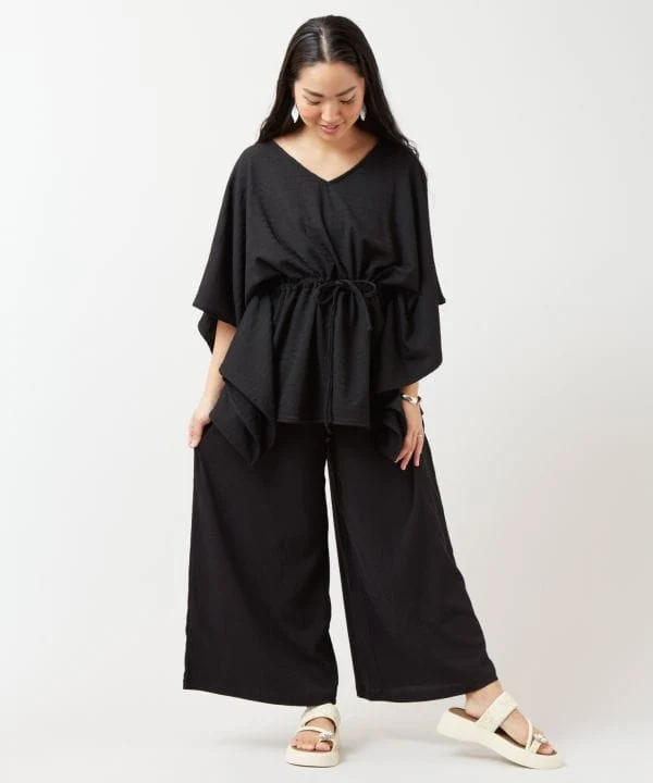 Pantalon en maille stretch évasée décontractée