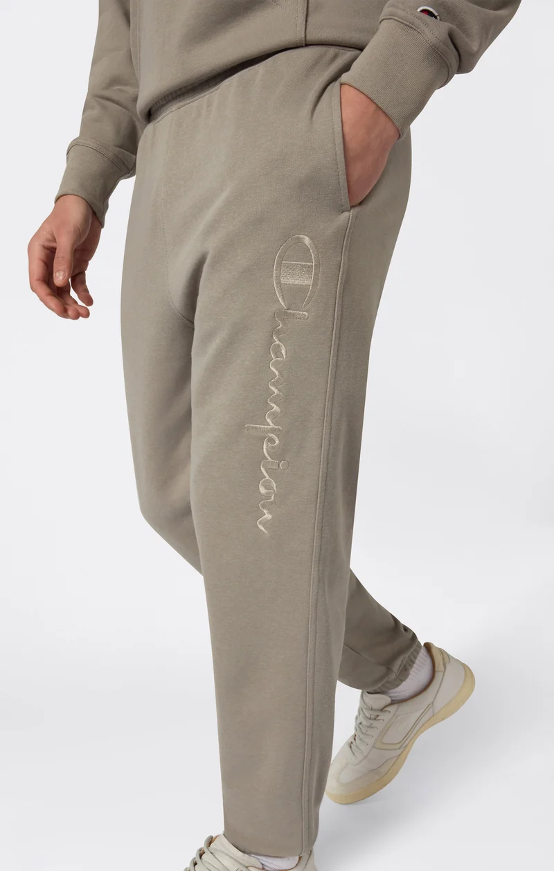 Men’s Lightweight Pants with Elastic Cuffs and Tonal Maxi Embroidered Logo Icons