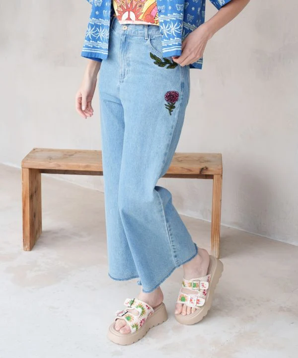 Pantalon en jean bohème à pattes d'éléphant