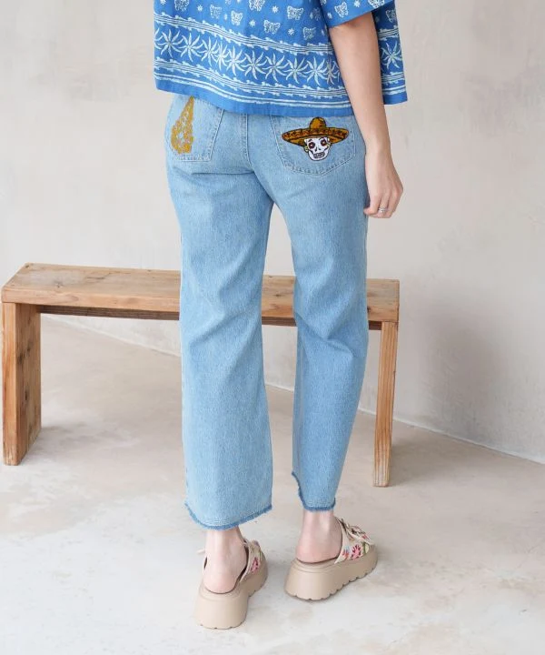 Pantalon en jean bohème à pattes d'éléphant