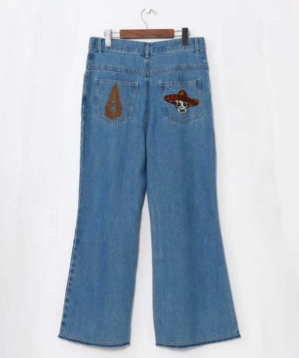 Pantalon en jean bohème à pattes d'éléphant