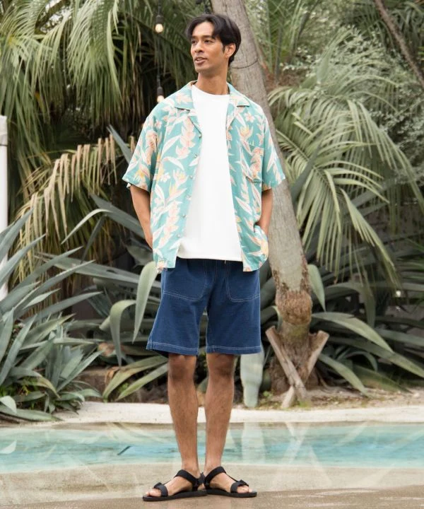 Short en denim contrasté SURF＆Palms pour homme