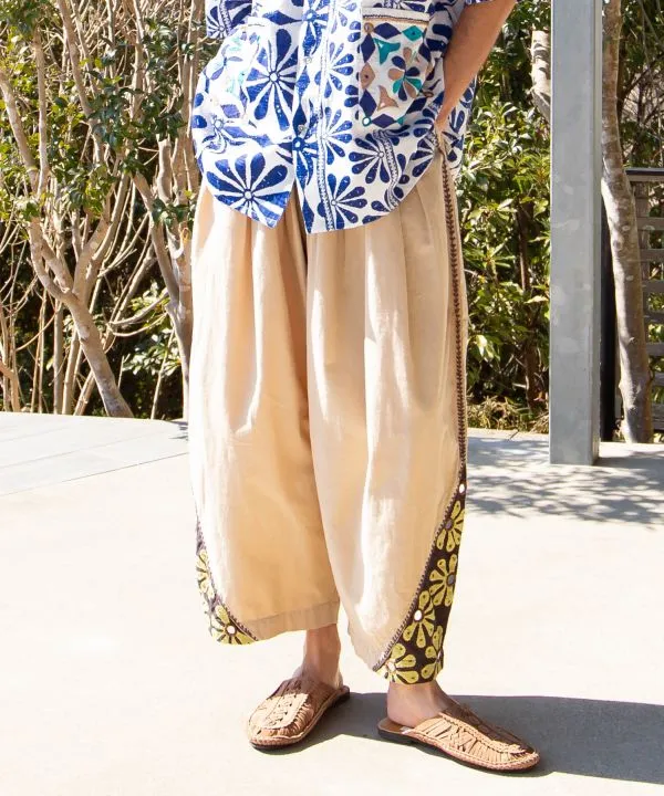 Pantalon de travail ethnique brodé miroir