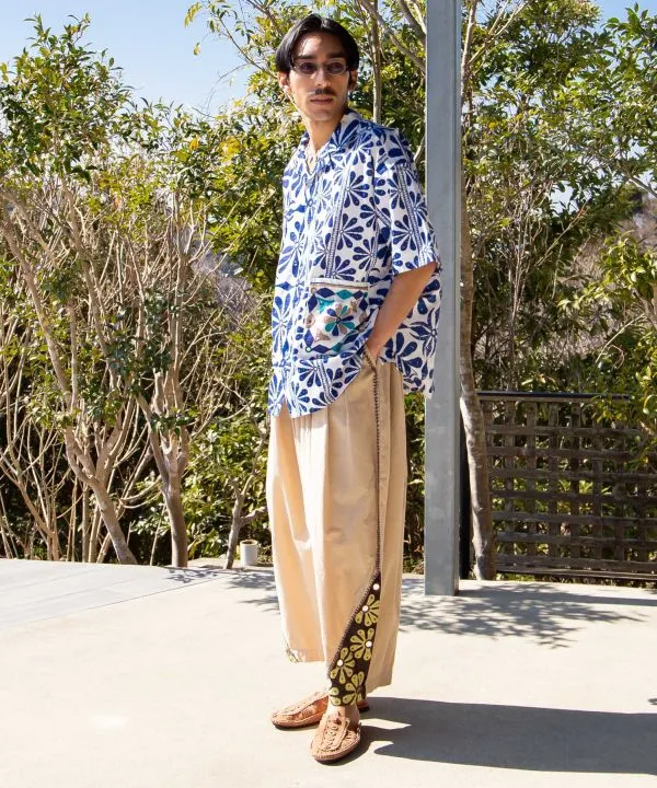 Pantalon de travail ethnique brodé miroir