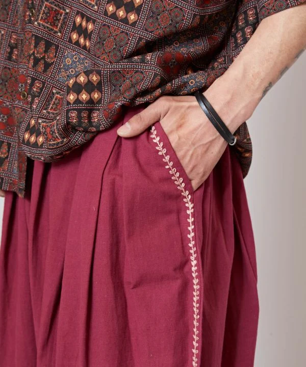 Pantalon de travail ethnique brodé miroir
