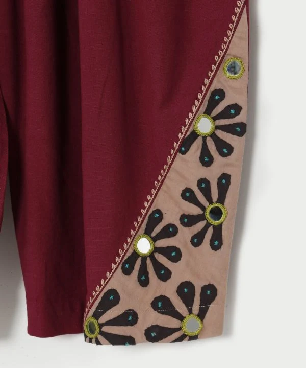 Pantalon de travail ethnique brodé miroir