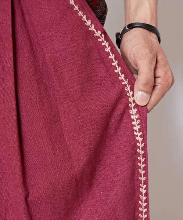Pantalon de travail ethnique brodé miroir