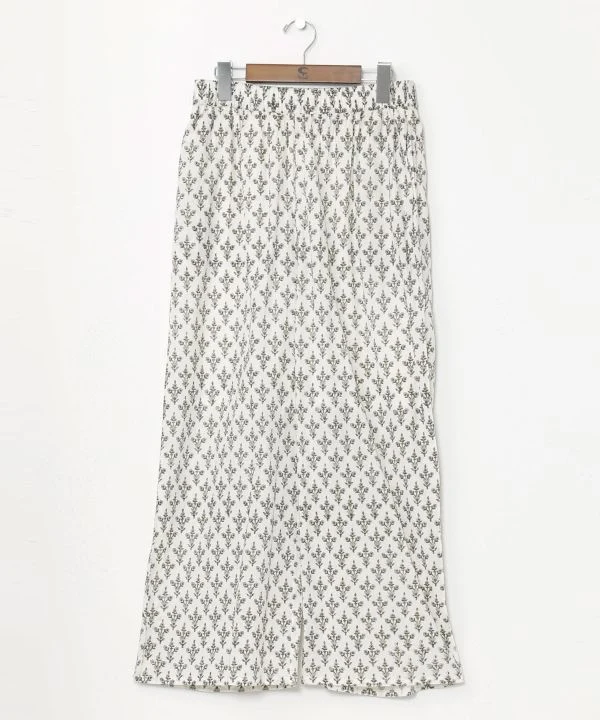 Pantalon droit en coton à imprimé bloc
