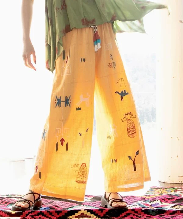 Pantalon en coton respirant brodé