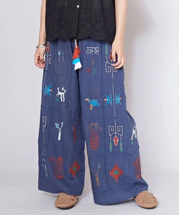 Pantalon en coton respirant brodé