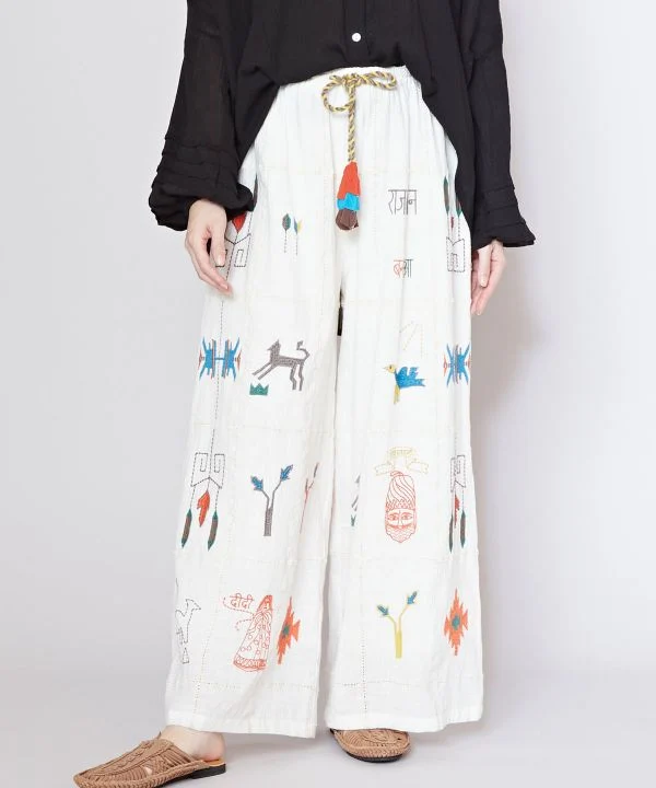 Pantalon en coton respirant brodé