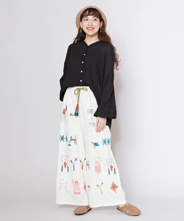 Pantalon en coton respirant brodé