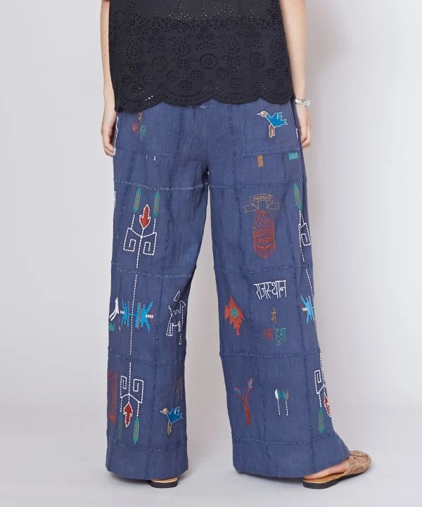 Pantalon en coton respirant brodé