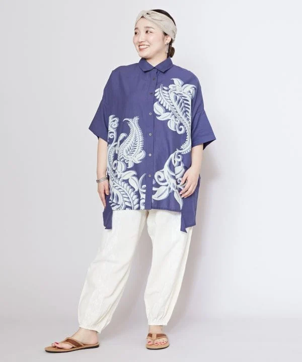 Pantalon ample en coton délavé à l'acide