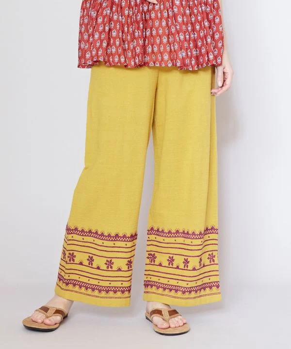 Pantalon en coton au point de croix