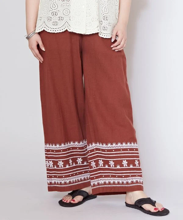Pantalon en coton au point de croix