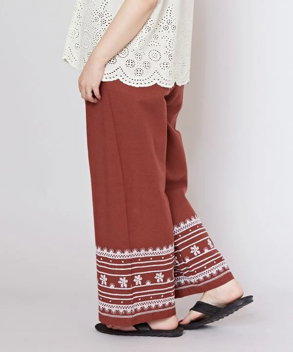 Pantalon en coton au point de croix