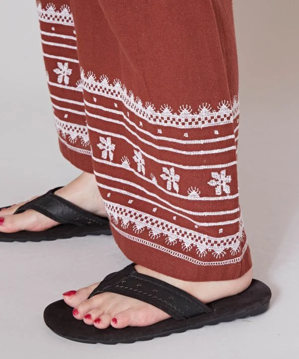 Pantalon en coton au point de croix