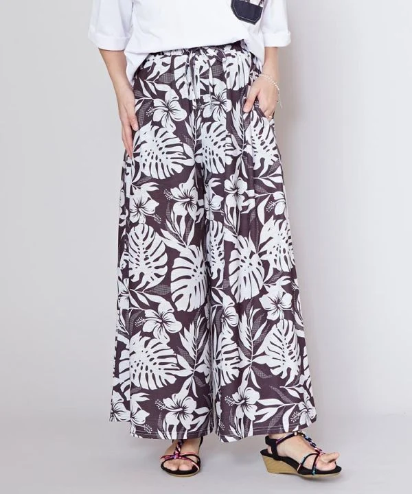 Pantalon large à fleurs