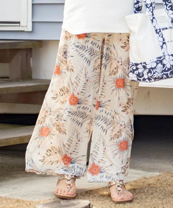 Pantalon large à fleurs