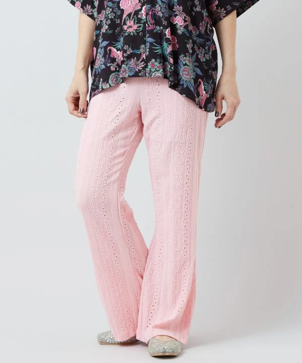 Pantalon bootcut en dentelle stretch