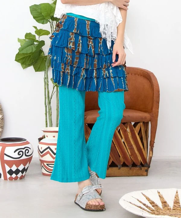 Pantalon bootcut en dentelle stretch