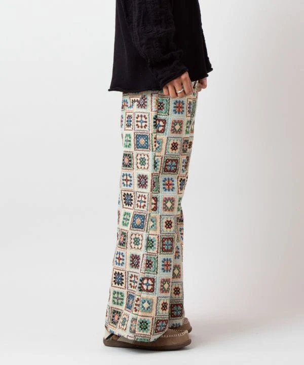 Pantalons pattes d'éléphant style crochet pour hommes