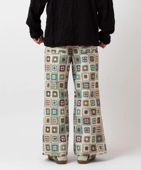 Pantalons pattes d'éléphant style crochet pour hommes