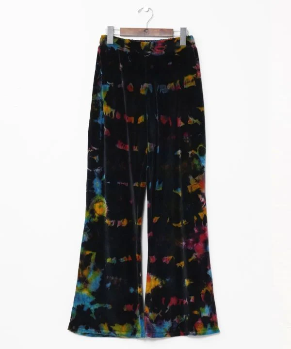 Pantalon évasé en velours tie-dye