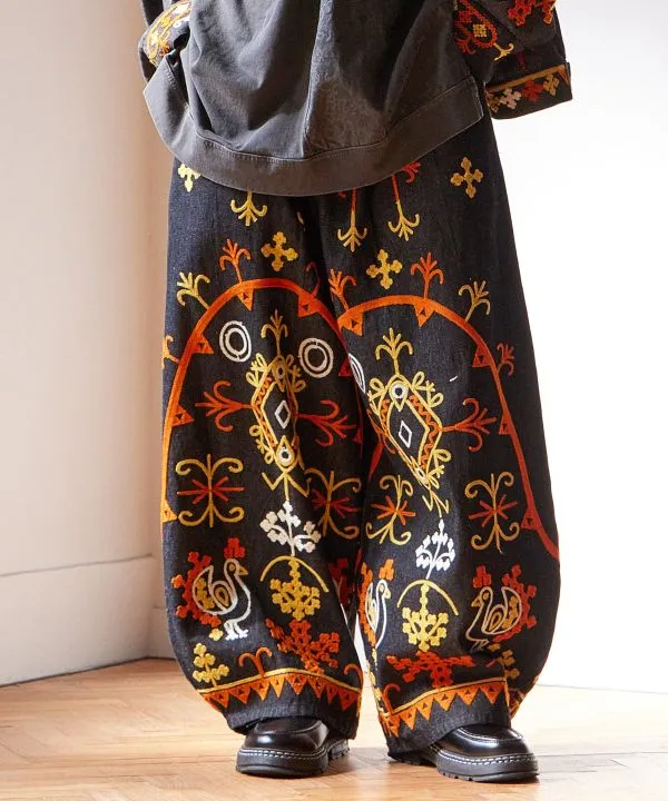 Pantalon ballon en denim brodé audacieux pour homme