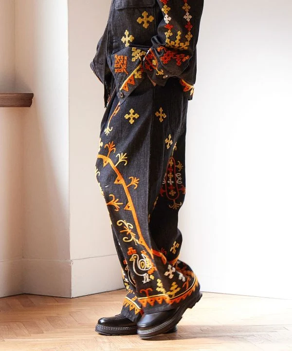 Pantalon ballon en denim brodé audacieux pour homme