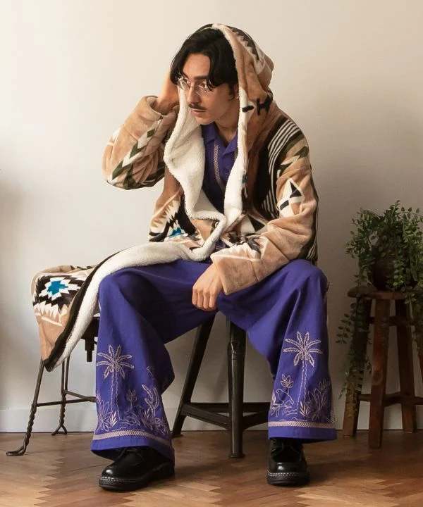 Pantalon en coton brodé pour homme