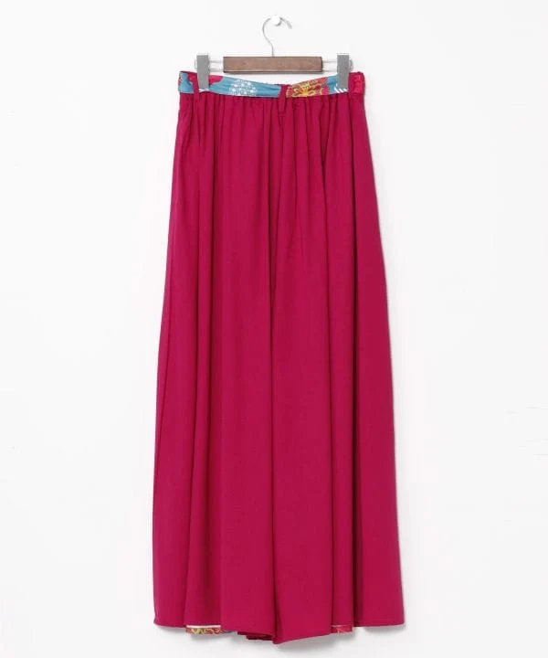 Pantalon large à motif pivoine