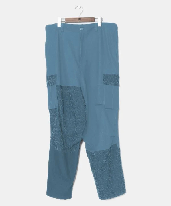 Pantalon cargo en denim patchwork