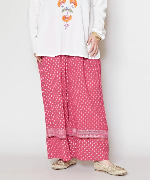 Pantalon large à plusieurs niveaux imprimé métallisé