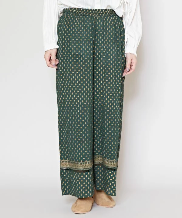 Pantalon large à plusieurs niveaux imprimé métallisé