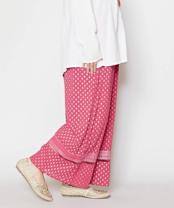 Pantalon large à plusieurs niveaux imprimé métallisé