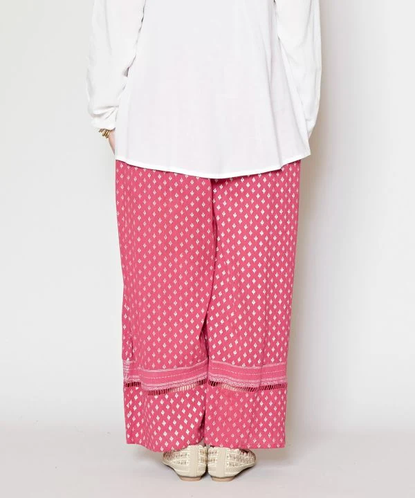Pantalon large à plusieurs niveaux imprimé métallisé