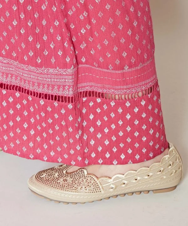 Pantalon large à plusieurs niveaux imprimé métallisé