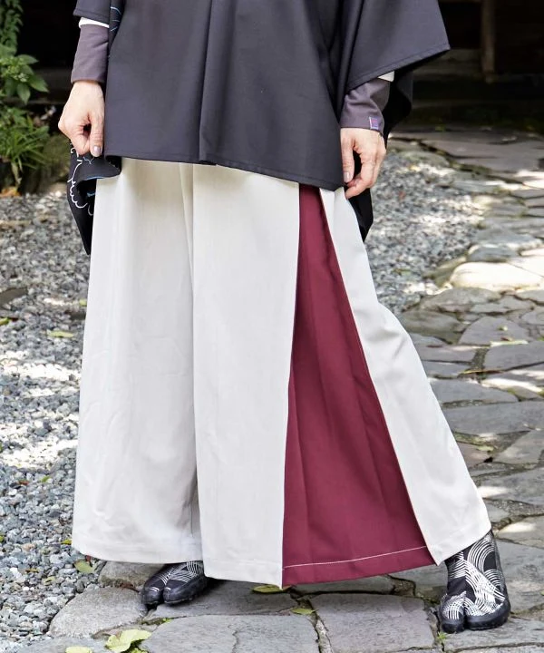 KAKURE-IRO Pantalon Bicolore Style Hakama
