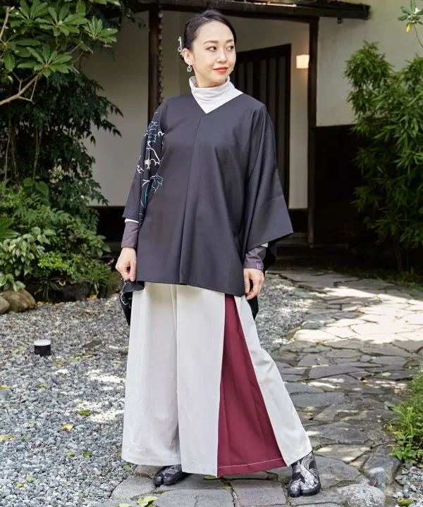 KAKURE-IRO Pantalon Bicolore Style Hakama